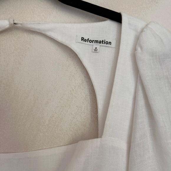 Reformation long sleeve linen dress with tie back - Picture 2 of 4